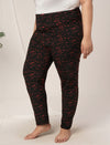 Women Plus Size High Rise Printed Leggings- Black