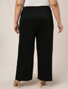 Women Plus Size Wide Leg Korean Pants- Black
