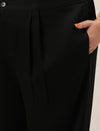 Women Plus Size Wide Leg Korean Pants- Black