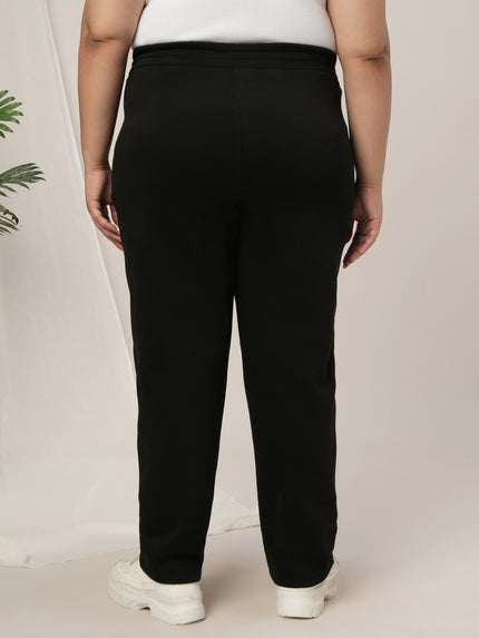 Women Plus Size Winter Fleece Leggings- Black