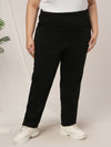 Women Plus Size Winter Fleece Leggings- Black