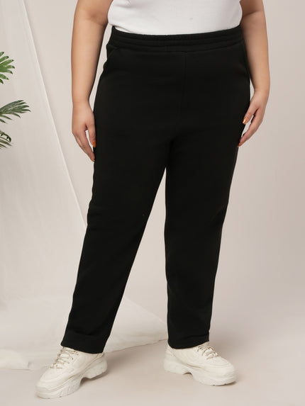 Women Plus Size Winter Fleece Leggings- Black