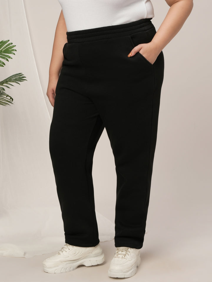 Women Plus Size Winter Co-Ord Set- Black
