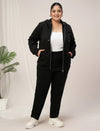 Women Plus Size Winter Co-Ord Set- Black