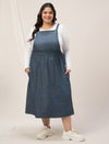 Women Plus Size Blue Denim Dungaree Dress