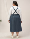 Women Plus Size Blue Denim Dungaree Dress