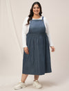 Women Plus Size Blue Denim Dungaree Dress