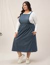 Women Plus Size Blue Denim Dungaree Dress