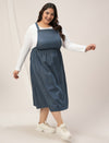 Women Plus Size Blue Denim Dungaree Dress