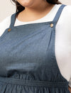 Women Plus Size Blue Denim Dungaree Dress