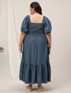 Women Plus Size Blue Denim Maxi Dress