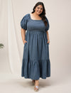 Women Plus Size Blue Denim Maxi Dress