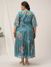 Plus Size Blue A-Line Floral Maxi Dress