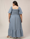 Women Plus Size Blue Long Denim Jeans Dress