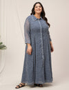 Plus Size Blue Polka Dot Maxi Dress