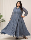 Plus Size Blue Polka Dot Maxi Dress