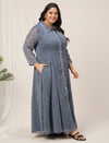 Plus Size Blue Polka Dot Maxi Dress