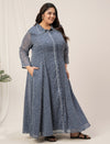 Plus Size Blue Polka Dot Maxi Dress