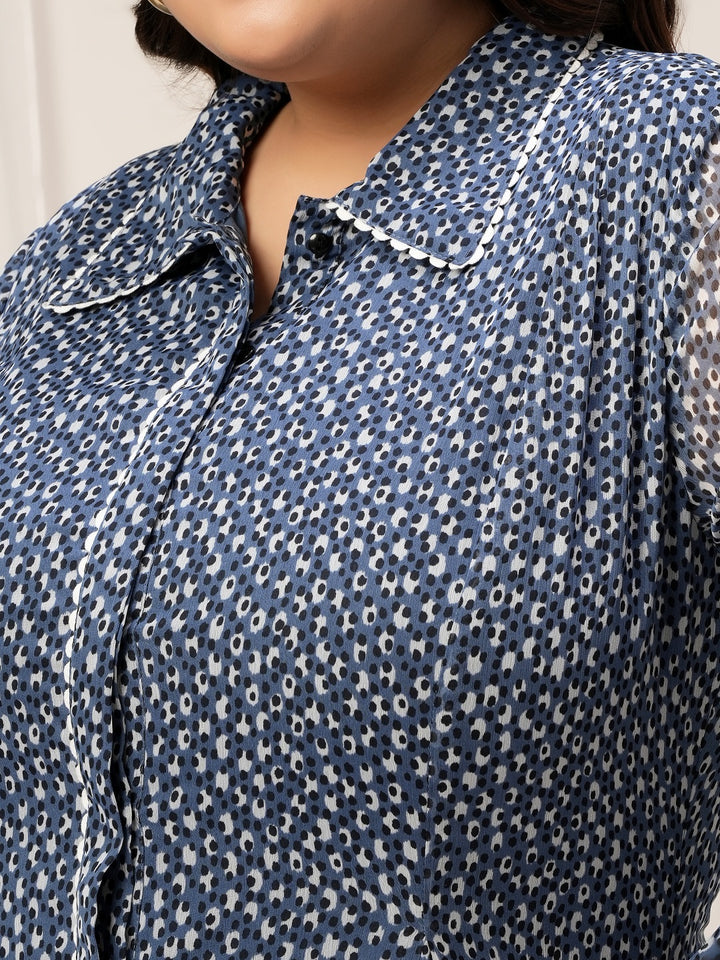 Plus Size Blue Polka Dot Maxi Dress