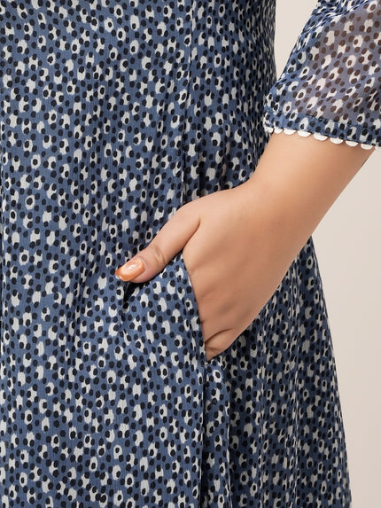 Plus Size Blue Polka Dot Maxi Dress