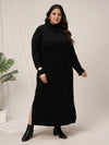 Plus Size Knit Bodycon Dress- Black