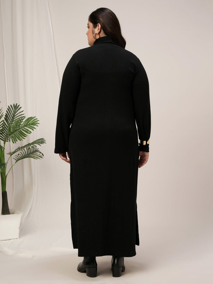 Plus Size Knit Bodycon Dress- Black