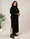 Plus Size Knit Bodycon Dress- Black