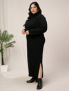 Plus Size Knit Bodycon Dress- Black
