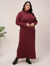 Plus Size Knit Bodycon Dress- Maroon