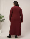 Plus Size Knit Bodycon Dress- Maroon