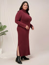 Plus Size Knit Bodycon Dress- Maroon