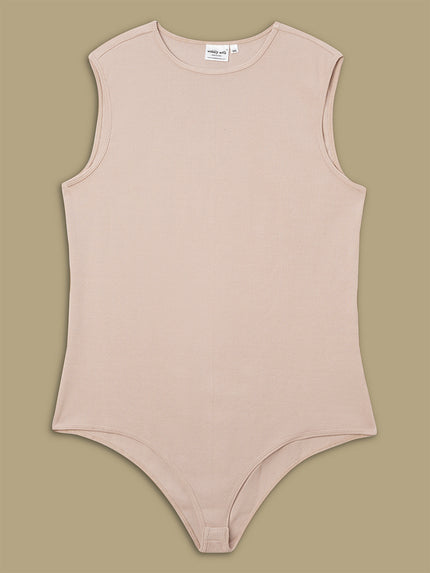 Women Plus Size Bodysuit Top- Beige