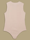 Women Plus Size Bodysuit Top- Beige