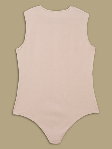 Women Plus Size Bodysuit Top- Beige
