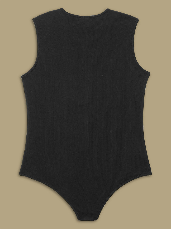 Women Plus Size Bodysuit Top- Black