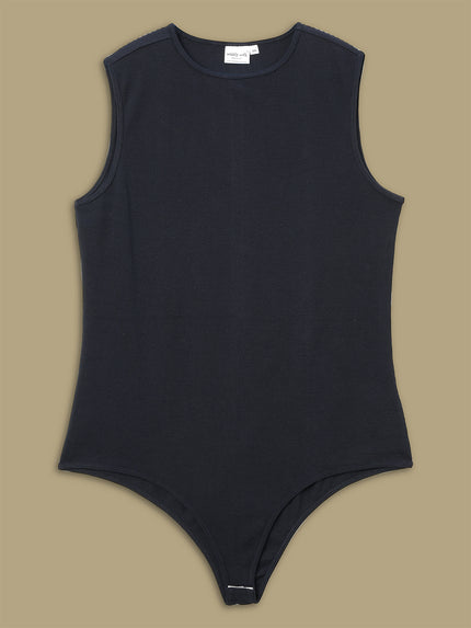 Women Plus Size Bodysuit Top- Navy Blue