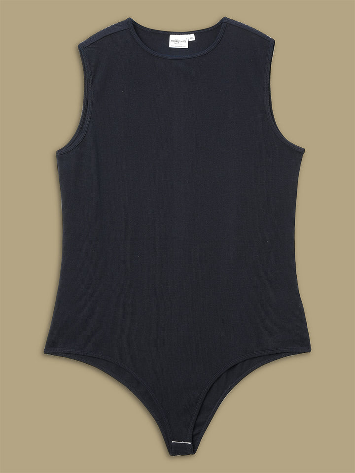 Women Plus Size Bodysuit Top- Navy Blue