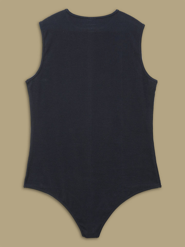 Women Plus Size Bodysuit Top- Navy Blue