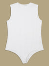 Women Plus Size Bodysuit Top- White