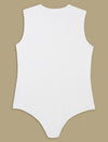 Women Plus Size Bodysuit Top- White