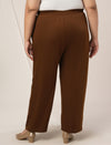 Women Plus Size High Rise Korean Formal Pants- Brown