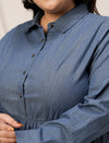 Women Plus Size Button Up Denim Maxi Dress