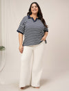 Women Plus Size Collar Polo T-Shirt- Navy Blue