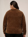 Women Plus Size Corduroy Winter Jacket- Brown