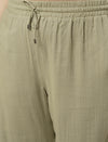 Women Plus Size Cotton Wide-Leg Lounge Pants- Light Green