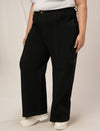 Women Plus Size Denim Cargo Jeans- Black