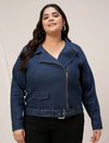 Women Plus Size Denim Jacket- Navy Blue