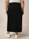 Women Plus Size Denim Long Skirt- Black