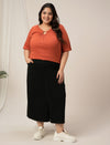 Women Plus Size Denim Long Skirt- Black