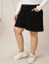 Women Plus Size Denim Shorts- Black